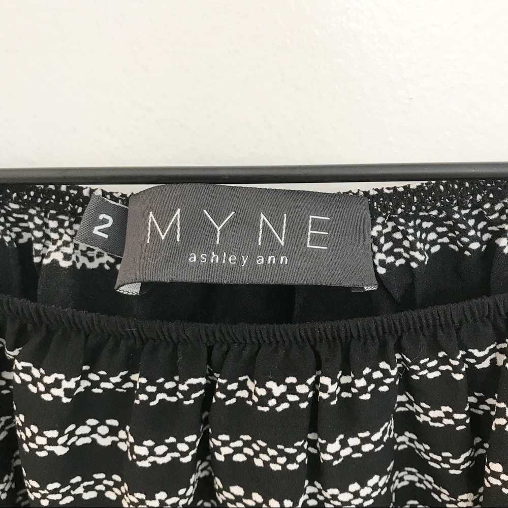 MYNE by Ashley Ann Black and Whitw Silk Top Size 2 - Picture 2 of 4